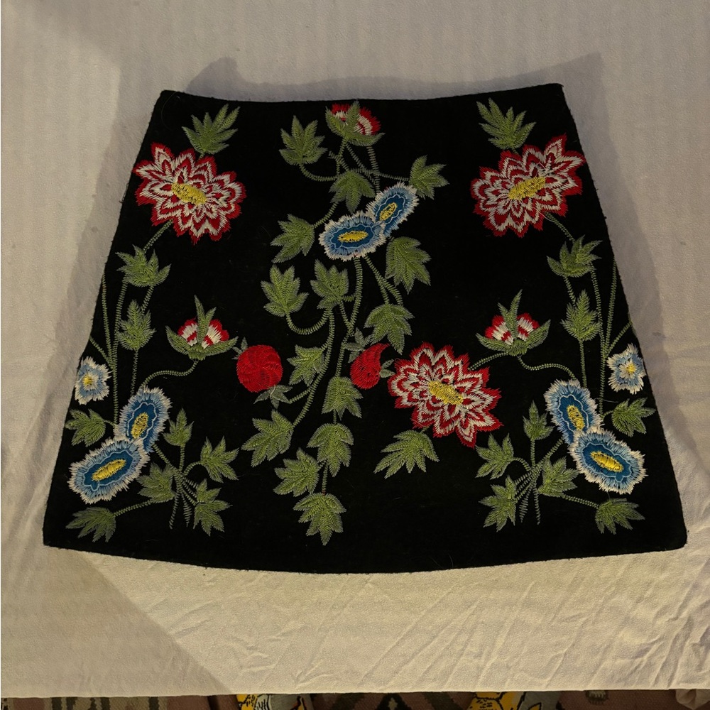 Topshop embroidered flower skirt